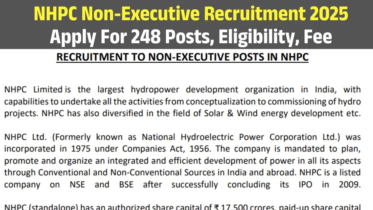 NHPC Recruitment 2025 Apply For 248 Posts, Eligibility, Fee, Selection &  Apply Process Check - MPSC MERIT